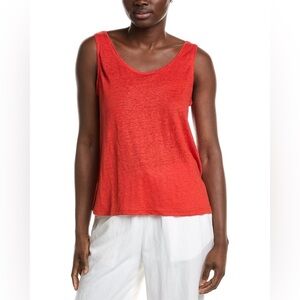 Eileen Fisher Organic Linen Jersey Scoop Neck Tank in Red Size 3X.